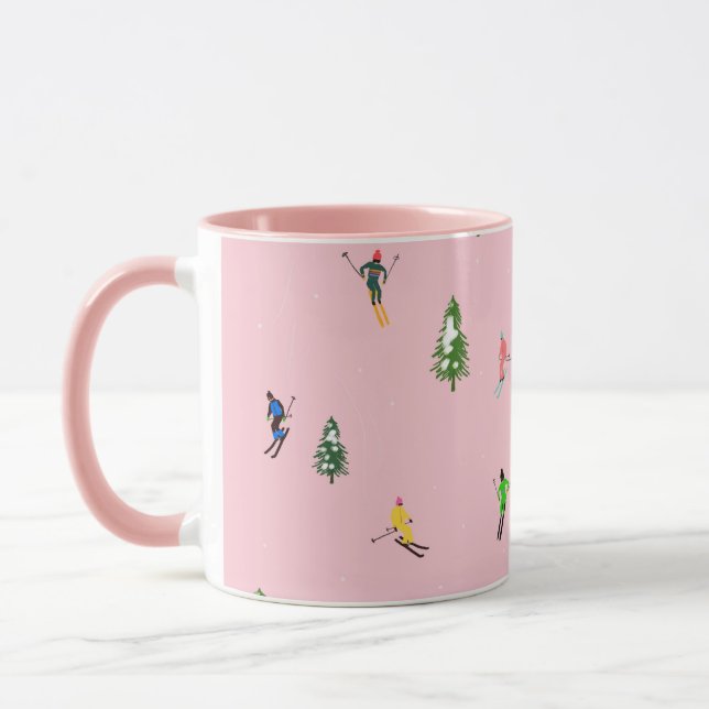 Caneca Esqui de esqui de esquiadores cor-de-rosa (Esquerda)