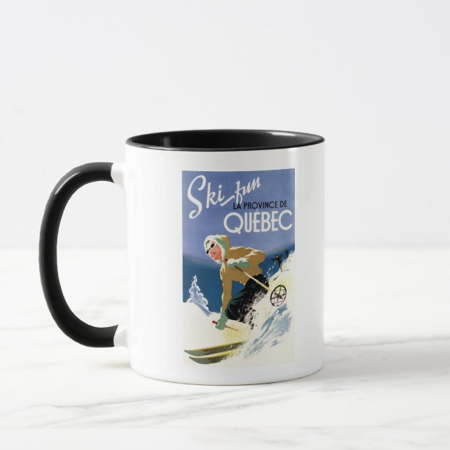 Caneca Esqui feminino - Poster inglês e francês (Esquerda)