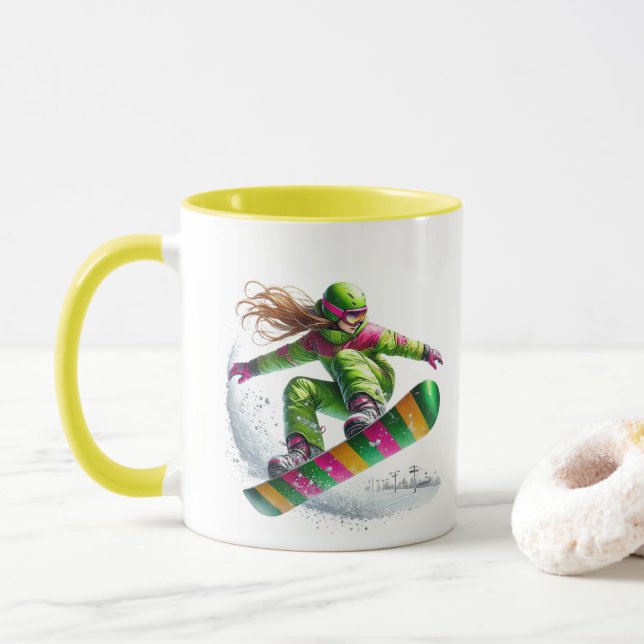Caneca Esquiador de snowboard  (Com Donut)
