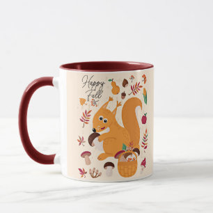 Caneca Esquilo de outono fofo com texto personalizado