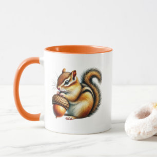 Caneca Esquilo listrado fofo de outono sazonal