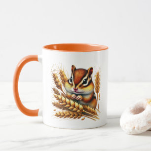 Caneca Esquilo listrado fofo de outono sazonal