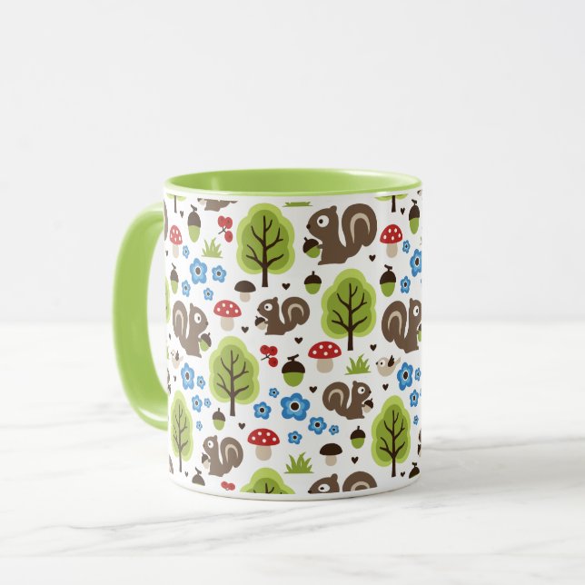 Caneca Esquilo no padrão da floresta de carvalho (Frente Esquerda)