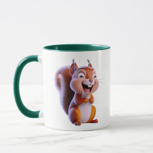 Caneca Esquilo Rindo Ilustração de Desenho Animado Fofo