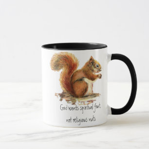 Caneca Esquilo vermelho da aguarela, citações engraçad