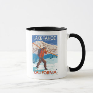 Caneca Esquis da neve do carregando do esquiador - Lake