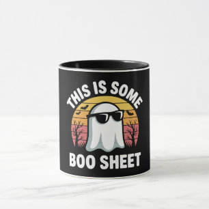 Caneca Essa É Alguma Folha de Boo Punho Retrô de Fantasma
