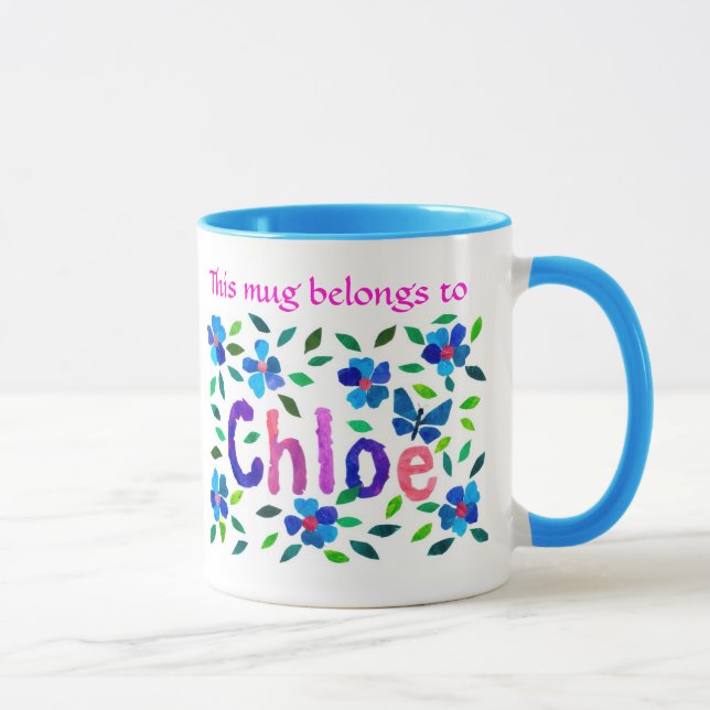 Caneca 'Essa Mug pertence à Chloe' Ringer Mug (Direita)