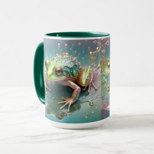Caneca "Essência Esmeralda: Sapo Verde na Arte Fractal"