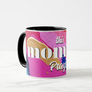 Caneca Esta Mamãe preza a cor-de-rosa e a Abstrato azul