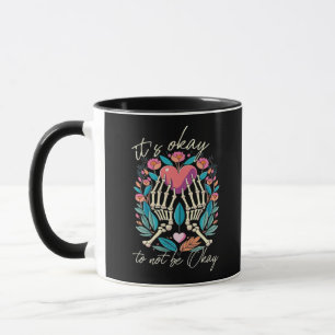 Caneca Está tudo bem para não estar bem - Mãos esquelétic