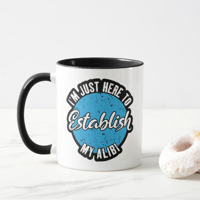 Caneca Estabeleça Meu Álibi Presente Engraçado com Citaçã (Com Donut)