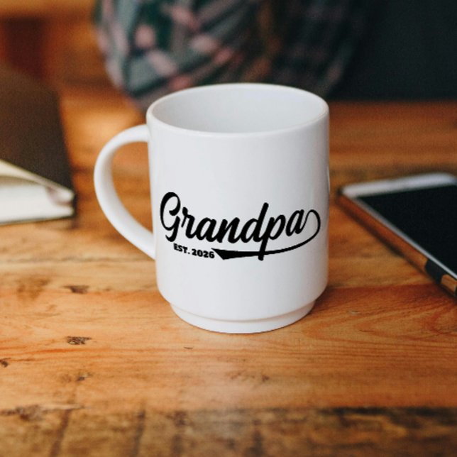Caneca Established New Grandpa Est date Typography  (new grandpa mugs grandfather for him typography papa pregnancy script grandparent gifts ideas)