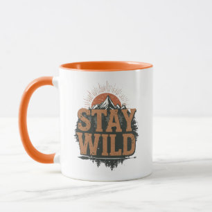 Caneca Estadia Rústica Fique Selvagem Gráfico de Caminhad
