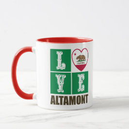 Caneca Estado da Califórnia Flag Heart Altamont