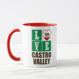 Caneca Estado da Califórnia Flag Heart Castro Valley