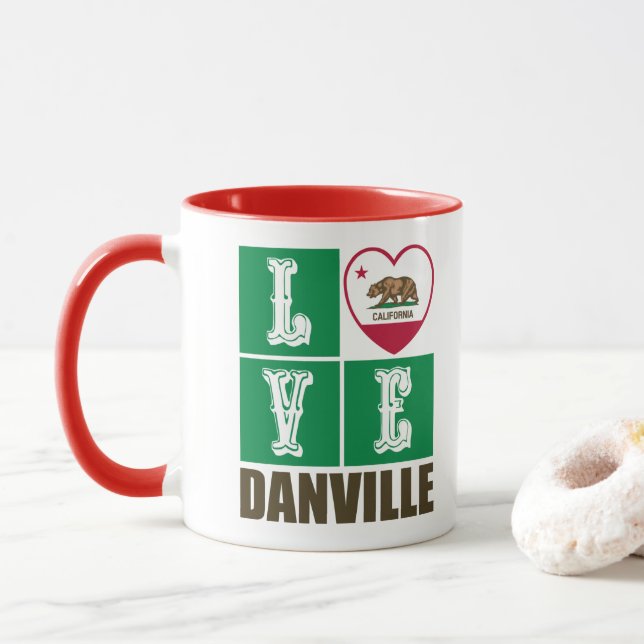 Caneca Estado da Califórnia Flag Heart Danville (Com Donut)