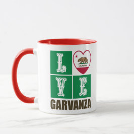 Caneca Estado da Califórnia Flag Heart Love Garvanza