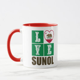 Caneca Estado da Califórnia Flag Heart Love Sunol