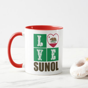 Caneca Estado da Califórnia Flag Heart Love Sunol