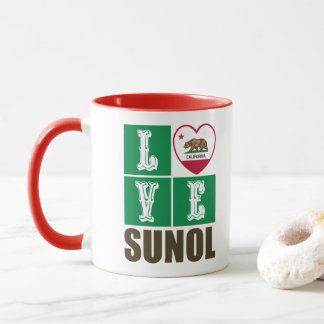 Caneca Estado da Califórnia Flag Heart Love Sunol