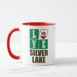 Caneca Estado da Califórnia Flag Heart Silver Lake