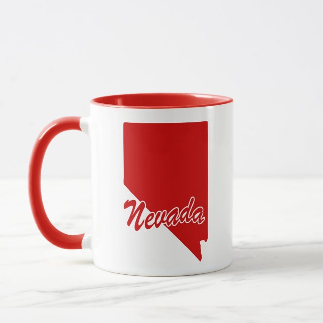 Caneca Estado Da Forma De Nevada - Mug Vermelho (Esquerda)