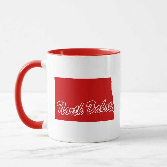 Caneca Estado De Dakota Do Norte Forma Red Mug (Esquerda)
