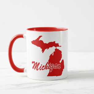 Caneca Estado De Michigan Shape Red Mug
