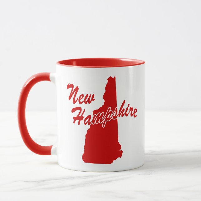 Caneca Estado De New Hampshire Shape Red Mug (Esquerda)