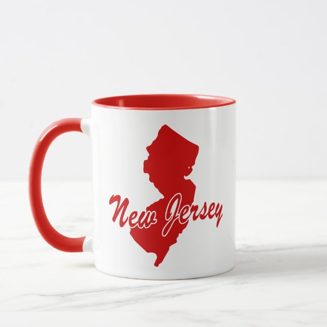 Caneca Estado de New Jersey Shape Red Mug (Esquerda)