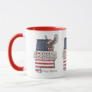 Caneca Estado do Alabama Estados Unidos - Retro Map Vinta