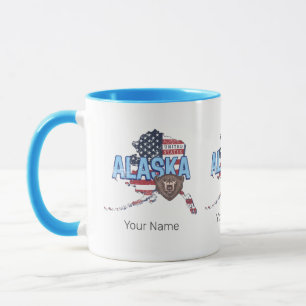 Caneca Estado do Alasca Estados Unidos Mapa Vintage EUA