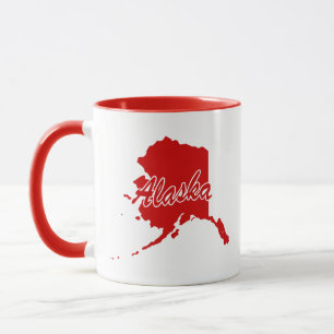 Caneca Estado Do Alasca Forma Red Mug