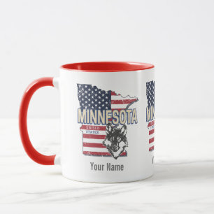 Caneca Estado do Minnesota Estados Unidos Mapa Vintage EU