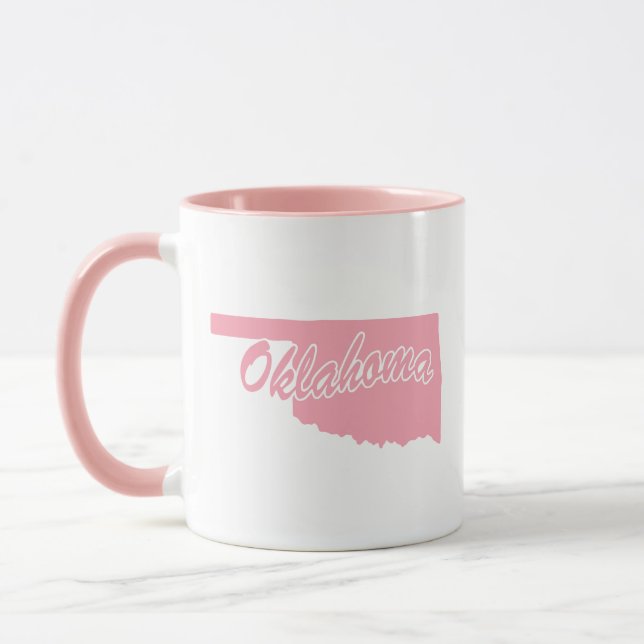 Caneca Estado Rosa De Oklahoma Shape Mug (Esquerda)