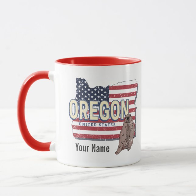 Caneca Estados Unidos do Oregon Mapa Retroativo dos EUA S (Esquerda)