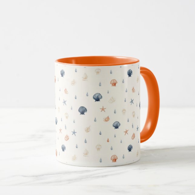 Caneca Estaleiro de Seashell — Padrão sem costura (Frente Esquerda)