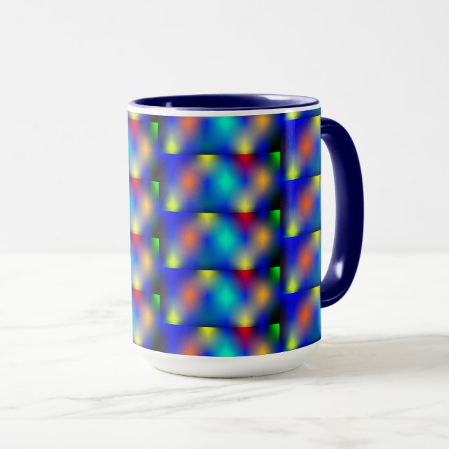 Caneca Estampa colorida, 'escama quadrada'. (Frente Esquerda)