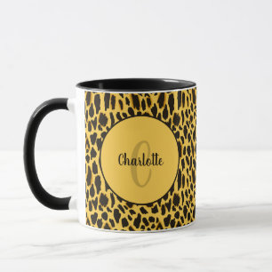 Caneca Estampa de leopardo onça amarela e preta Chic Pers