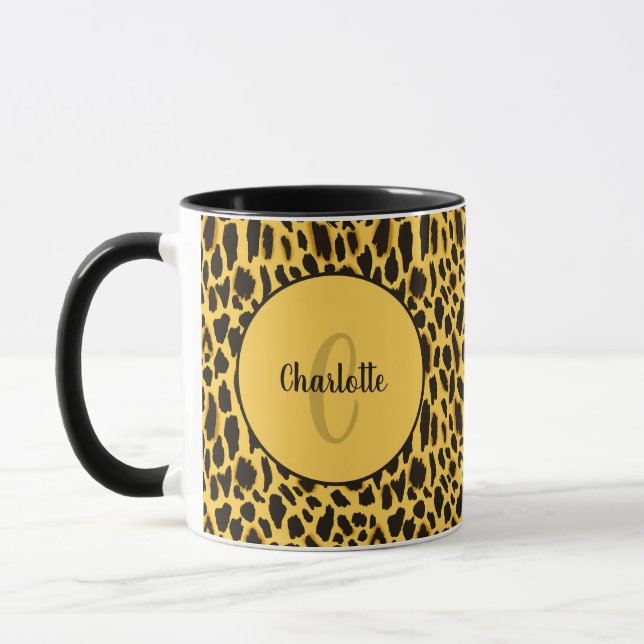 Caneca Estampa de leopardo onça amarela e preta Chic Pers (Esquerda)