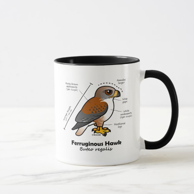 Caneca Estatísticas Ferruginous do falcão (Direita)