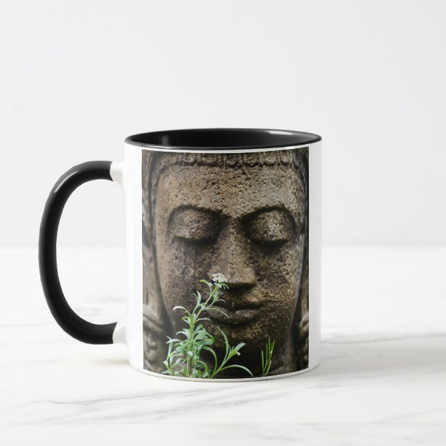 Caneca Estátua de jardim em pedra com flor (Esquerda)