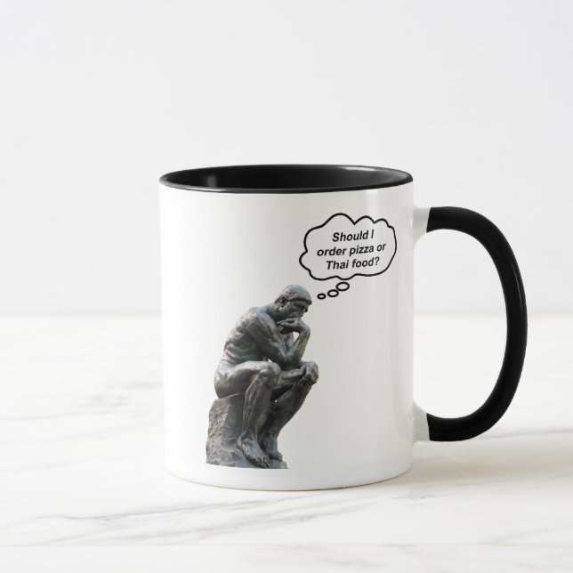 Caneca Estatua do Pensador de Rodin Engraçada - Pizza ou  (Direita)