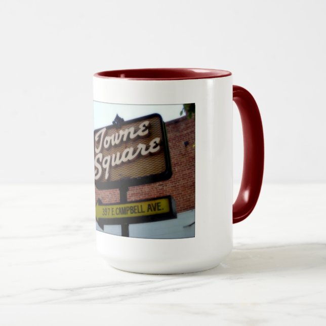 Caneca Este é Campbell CA, Towne Square Signage Mug (Frente Esquerda)