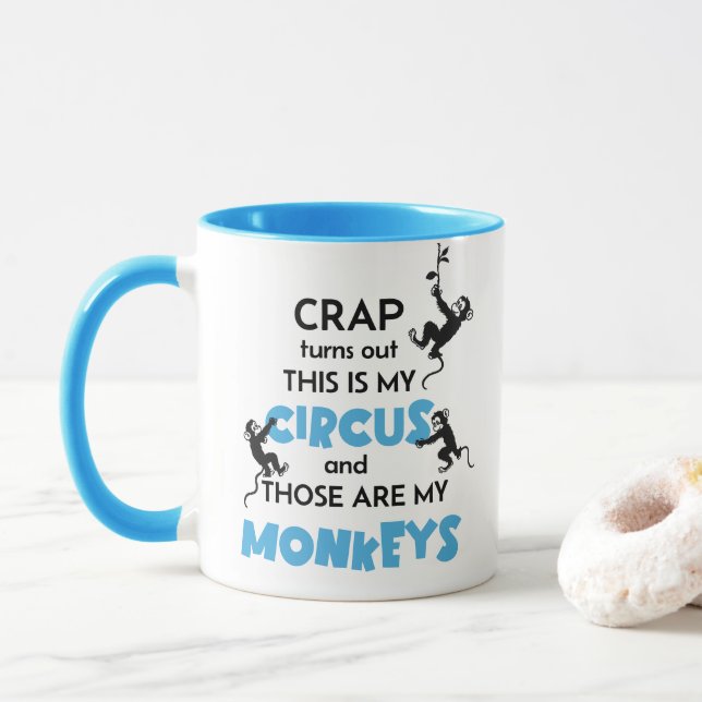 Caneca Este É O Meu Circo E Estes São Os Meus Macacos (Com Donut)