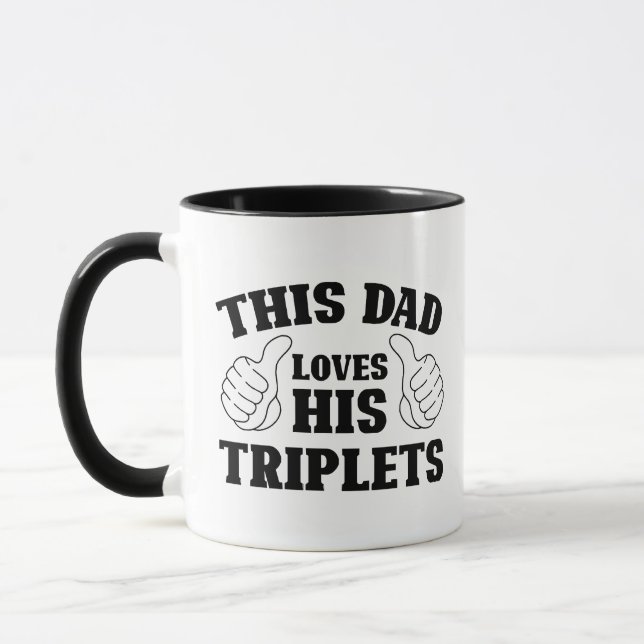 Caneca Este Pai Ama Seus Trigêmeos - Presente para o Pai  (Esquerda)