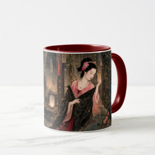 Caneca Estética de Arte Folclórica com Romantismo.