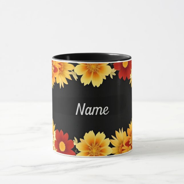 Caneca Estética de Moldura Floral Romântica Borda de Flor (Centro)