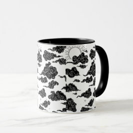 Caneca Estética de Padrão de Nuvem Japonesa